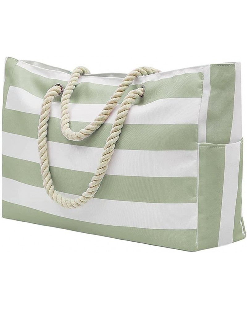 Beach Bag Large Tote Women Handbags Fashion Stripe Shoulder Bag for Gym Swim Travel-Light Green 01-light Green $19.27 Totes