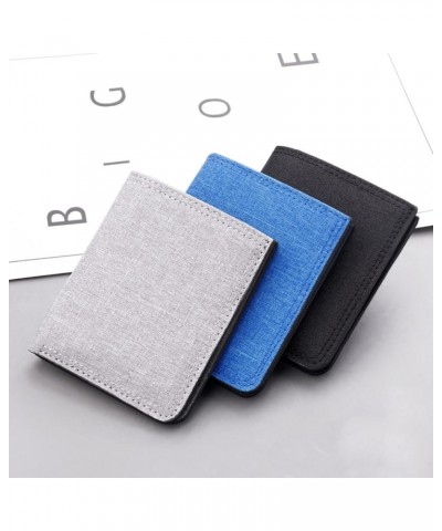 Fashion ID Short Wallet Hasp Canvas Solid Color Men Open Purse Multiple Card Slots Clutch Bag Mens (Grey, One Size) Blue One ...