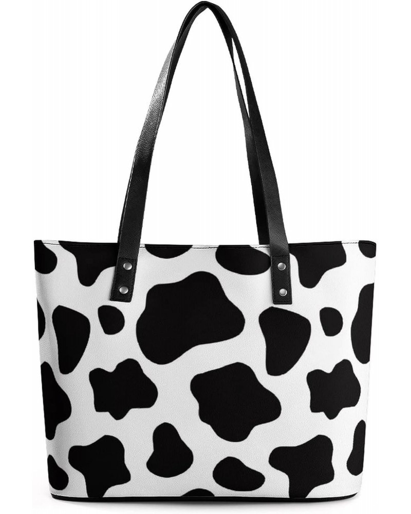 Womens Handbag Cow Pattern Leather Tote Bag Top Handle Satchel Bags For Lady $15.40 Totes