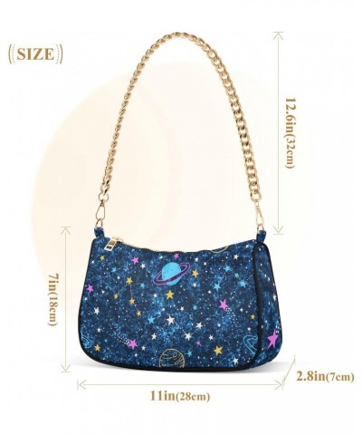 Space Dark Blue Handbags for Women Chain Shoulder Bag with Zipper Womens Tote Satchel Bags $13.80 Satchels