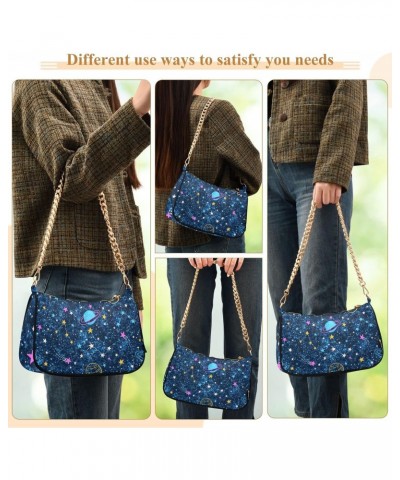 Space Dark Blue Handbags for Women Chain Shoulder Bag with Zipper Womens Tote Satchel Bags $13.80 Satchels