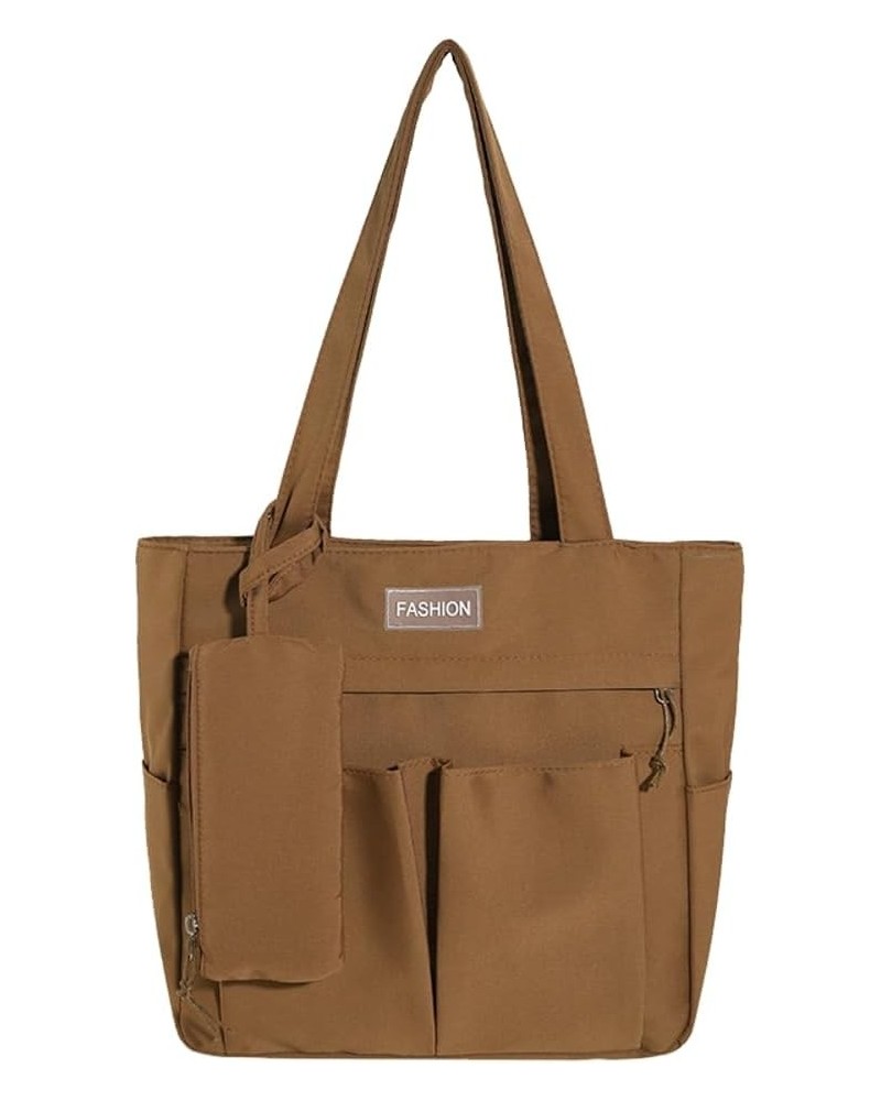 Nylon With Multiple Colors Large Capacity Casual Simple And Versatile Women's Tote Bag Shoulder Bag 2024 Brown $16.79 Shoulde...