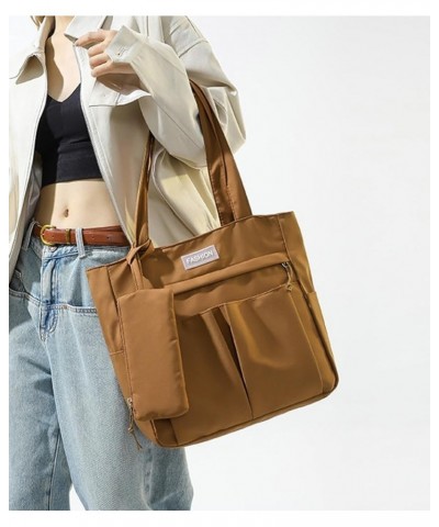 Nylon With Multiple Colors Large Capacity Casual Simple And Versatile Women's Tote Bag Shoulder Bag 2024 Brown $16.79 Shoulde...