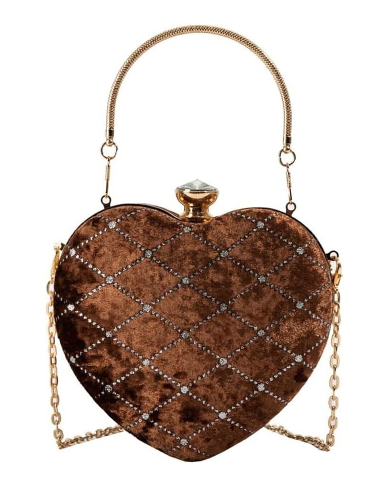 Women Heart Shaped Handbag Wedding Party Evening Bag Clutch Purse Designer Bag Cocktail Prom Satchel Crossbody Purse Brown $1...