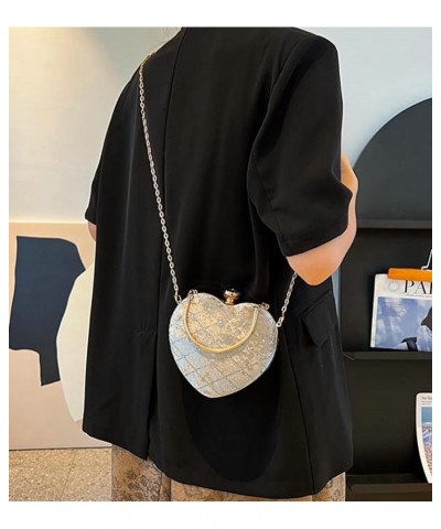 Women Heart Shaped Handbag Wedding Party Evening Bag Clutch Purse Designer Bag Cocktail Prom Satchel Crossbody Purse Brown $1...