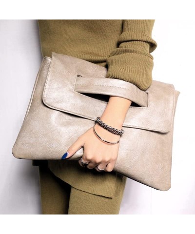 Large Capacity PU Shoulder Bag Women Official Document Crossbody Bag Wristlet Handbag Khaki $11.89 Crossbody Bags