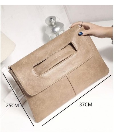 Large Capacity PU Shoulder Bag Women Official Document Crossbody Bag Wristlet Handbag Khaki $11.89 Crossbody Bags