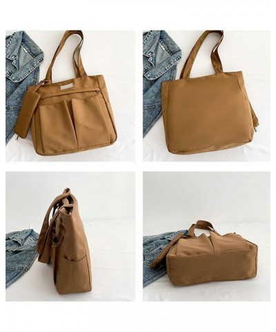 Nylon With Multiple Colors Large Capacity Casual Simple And Versatile Women's Tote Bag Shoulder Bag 2024 Brown $16.79 Shoulde...