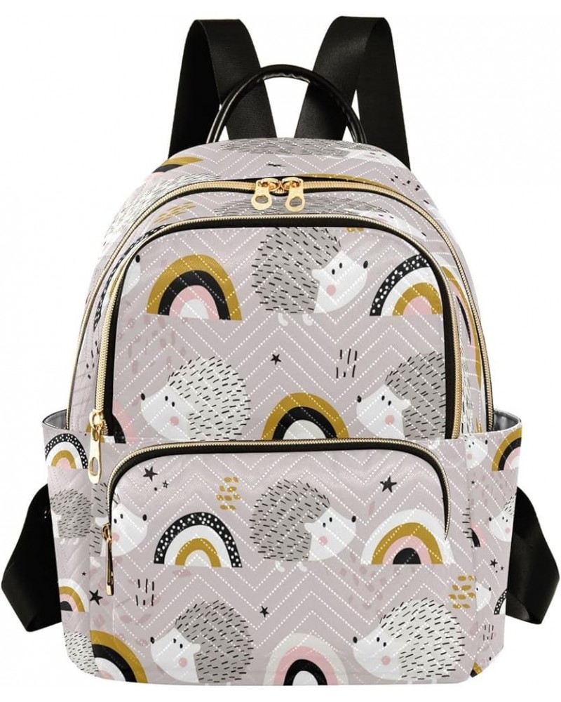 Rainbow Star Hedgehogs Women Backpack Purse Ladies Fashion Shoulder Bag Daypack Travel Bag 7.5L Small $13.64 Backpacks