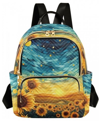 Medium Fashion Backpack for Women Starry Sky Sunflower Print Ladies Travel Daypack Aesthetic Shoulder Bag 11.4×6.1×14.1 IN $1...