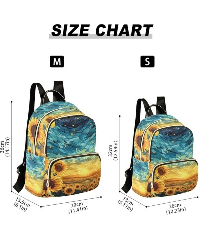 Medium Fashion Backpack for Women Starry Sky Sunflower Print Ladies Travel Daypack Aesthetic Shoulder Bag 11.4×6.1×14.1 IN $1...