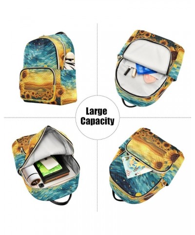 Medium Fashion Backpack for Women Starry Sky Sunflower Print Ladies Travel Daypack Aesthetic Shoulder Bag 11.4×6.1×14.1 IN $1...