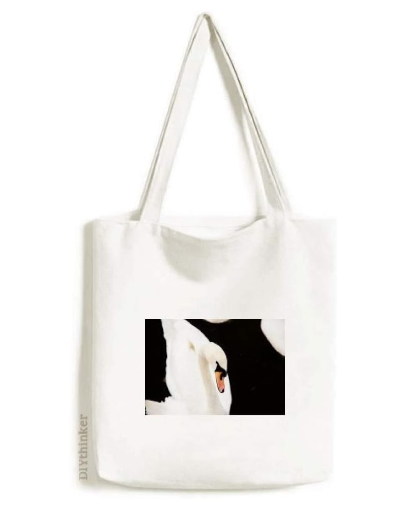 Terrestrial Organism Animal White Swan Tote Canvas Bag Shopping Satchel Casual Handbag $14.26 Totes