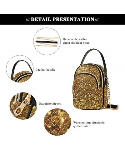 Colorful Rose Quilted Bag Small Purse with Handle Golden Glitter $14.14 Shoulder Bags