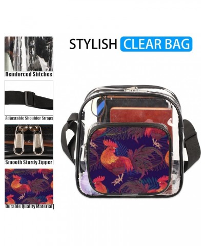 Clear Crossbody Bag Rooster Stadiums Approved Clear Messenger Shoulder Bag with Adjustable Strap for Work, Travel, Concerts, ...