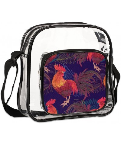 Clear Crossbody Bag Rooster Stadiums Approved Clear Messenger Shoulder Bag with Adjustable Strap for Work, Travel, Concerts, ...