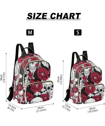 Halloween Women Backpack Skull Rose Red Anti-Theft Travel Backpack with Luggage Belt Durable Handbag Lady Purse Roomy Double ...