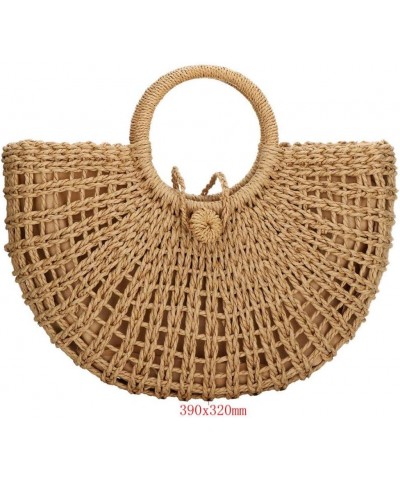 Straw Bags for Women,Hand-woven Straw Top-handle Bag with Round Ring Handle Summer Beach Rattan Tote Handbag Khaki $17.76 Totes