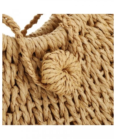 Straw Bags for Women,Hand-woven Straw Top-handle Bag with Round Ring Handle Summer Beach Rattan Tote Handbag Khaki $17.76 Totes