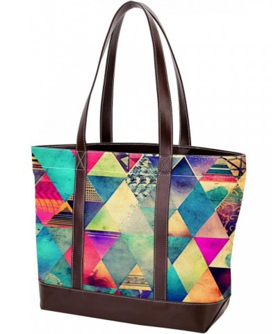 The Tote Bag For Women,Tote Bag With Zipper,Canvas Tote Bag,Art Abstract Triangle Print Handbags $24.34 Totes