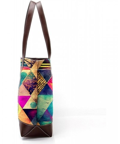 The Tote Bag For Women,Tote Bag With Zipper,Canvas Tote Bag,Art Abstract Triangle Print Handbags $24.34 Totes