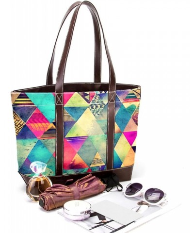 The Tote Bag For Women,Tote Bag With Zipper,Canvas Tote Bag,Art Abstract Triangle Print Handbags $24.34 Totes