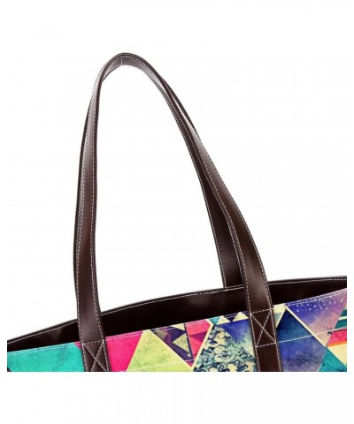 The Tote Bag For Women,Tote Bag With Zipper,Canvas Tote Bag,Art Abstract Triangle Print Handbags $24.34 Totes