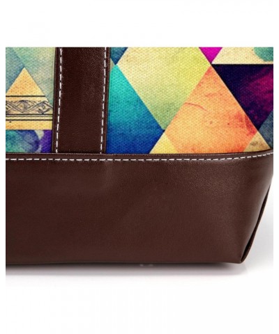 The Tote Bag For Women,Tote Bag With Zipper,Canvas Tote Bag,Art Abstract Triangle Print Handbags $24.34 Totes