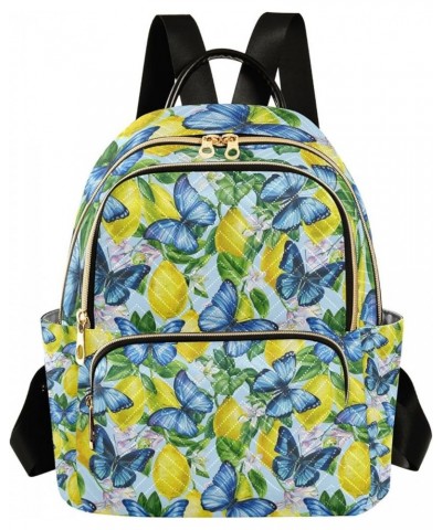 Small Backpack for Women Travel Bag Lemons with Blue Butterfly Daypack Purse Fashion Shoulder Bag Rucksack Small A108 $14.55 ...