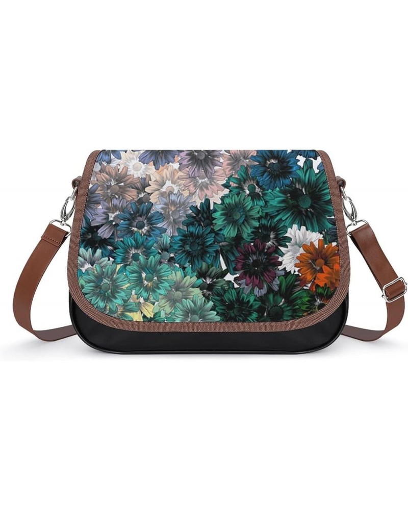 Printed Shoulder Crossbody Bag Leather Hobo Bags Medium Ladies Top Handles Satchels Oil Painting Flowers Color10 $27.35 Hobo ...