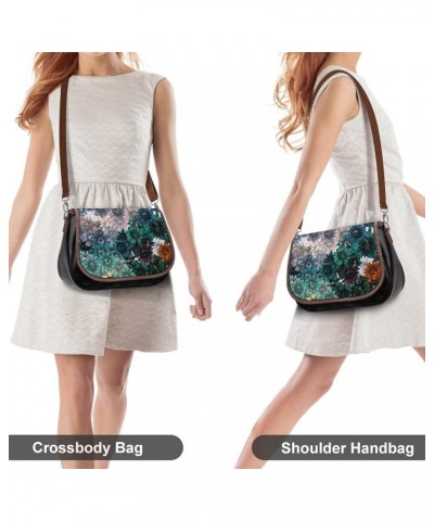 Printed Shoulder Crossbody Bag Leather Hobo Bags Medium Ladies Top Handles Satchels Oil Painting Flowers Color10 $27.35 Hobo ...