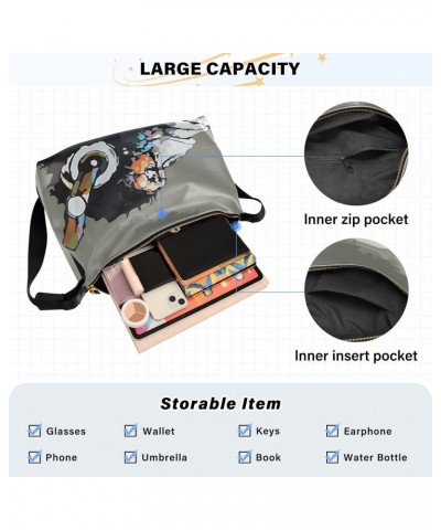 Monkey with Headphones Hobo Crossbody Bags for Women Leather Large Shoulder Bag Cross Body Trendy Womens Tote Bags Handbag fo...