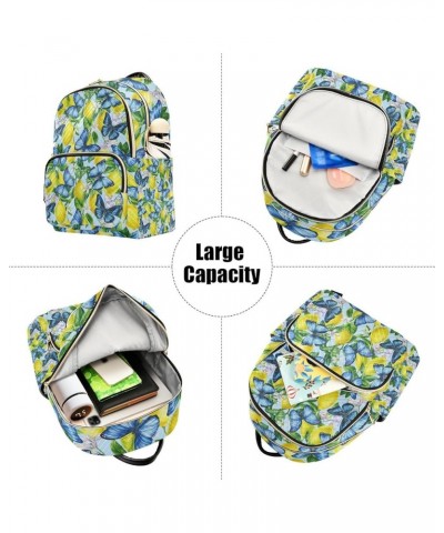 Small Backpack for Women Travel Bag Lemons with Blue Butterfly Daypack Purse Fashion Shoulder Bag Rucksack Small A108 $14.55 ...