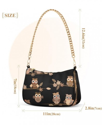 Yellow Flowers Leaves Women's Shoulder Handbag Clutch Shoulder Tote HandBag Cute Brown Owls Black $12.25 Hobo Bags