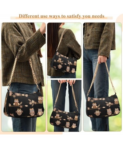 Yellow Flowers Leaves Women's Shoulder Handbag Clutch Shoulder Tote HandBag Cute Brown Owls Black $12.25 Hobo Bags