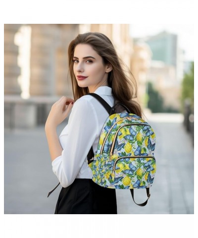 Small Backpack for Women Travel Bag Lemons with Blue Butterfly Daypack Purse Fashion Shoulder Bag Rucksack Small A108 $14.55 ...