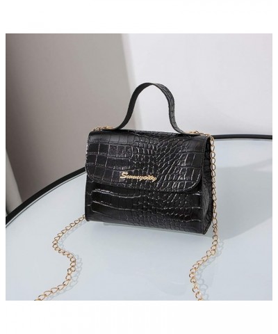 Fashion Women Stone Pattern Leisure Crossbody Bag Hasp Bag Shoulder Bag Hand Bag Leather Shoulder Bag for Men Black $7.84 Sho...