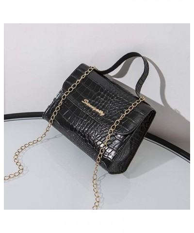 Fashion Women Stone Pattern Leisure Crossbody Bag Hasp Bag Shoulder Bag Hand Bag Leather Shoulder Bag for Men Black $7.84 Sho...