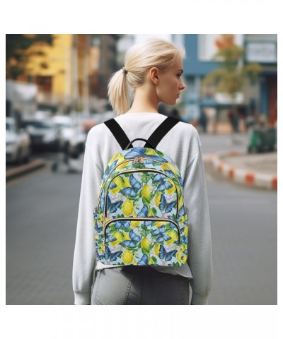 Small Backpack for Women Travel Bag Lemons with Blue Butterfly Daypack Purse Fashion Shoulder Bag Rucksack Small A108 $14.55 ...