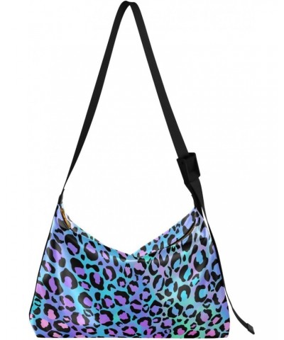 Leopard Print Cheetah Purple Womens Tote Bag Leather Shoulder Bag For Women Men Large Hobo Cross Body Bags Handbag $13.94 Totes