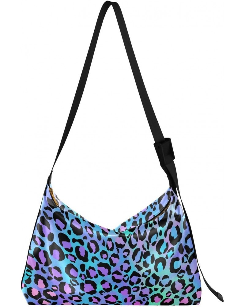 Leopard Print Cheetah Purple Womens Tote Bag Leather Shoulder Bag For Women Men Large Hobo Cross Body Bags Handbag $13.94 Totes