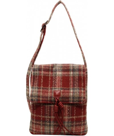 Tartan Shoulder Bag for Women Tweed Handbag Vintage Crossbody Bag Top Handle Bag Red $26.89 Totes