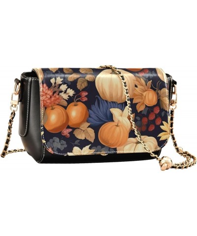 Watercolor Floral Butterflies and Flowers Leather Crossbody Purses, Shoulder Bag with Magnetic Closure Fall Fruits With Leave...