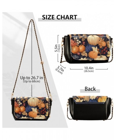 Watercolor Floral Butterflies and Flowers Leather Crossbody Purses, Shoulder Bag with Magnetic Closure Fall Fruits With Leave...