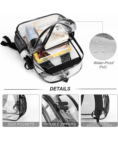 Clear Backpack Compatible with Houndstooth Plaid Purple Pattern Clear Bag Stadium Approved, PVC Transparent Clear Book Bag wi...