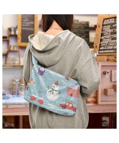 Christmas Snowman Fox Owl Penguin Furry Tote Bag for Women Crossbody Bag Shoulder Purses Hobo Bag with Zipper for Women $12.1...