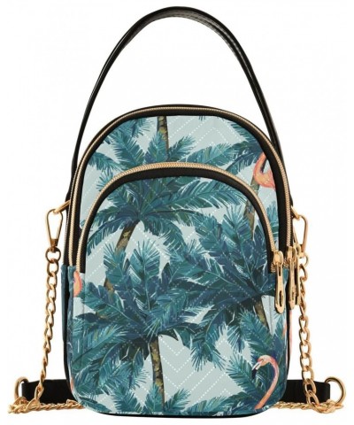 Flamingo Palm Tree Crossbody Bags for Women Small Chain Purse Shoulder Bag Hand Bag for Trip Work Gifts $14.03 Shoulder Bags