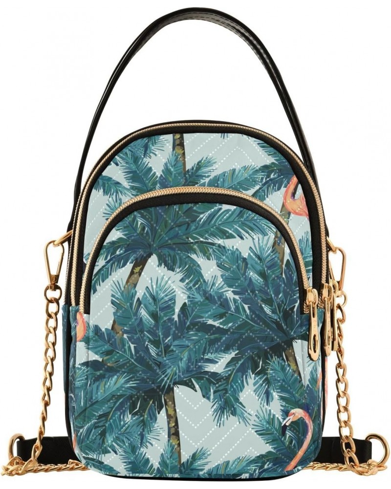 Flamingo Palm Tree Crossbody Bags for Women Small Chain Purse Shoulder Bag Hand Bag for Trip Work Gifts $14.03 Shoulder Bags