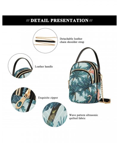 Flamingo Palm Tree Crossbody Bags for Women Small Chain Purse Shoulder Bag Hand Bag for Trip Work Gifts $14.03 Shoulder Bags