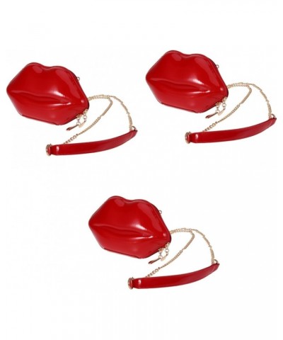 3pcs Crossbody Purse Crossbody Bag Cross Body Purse Lips Shaped Bags Chain Bags Crossbody Shoulder Bag Wild South Girl Red $2...